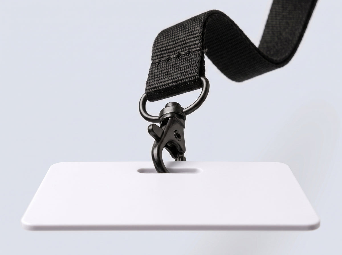 Blanc — Détail de l’attache du pass NFC personnalisable